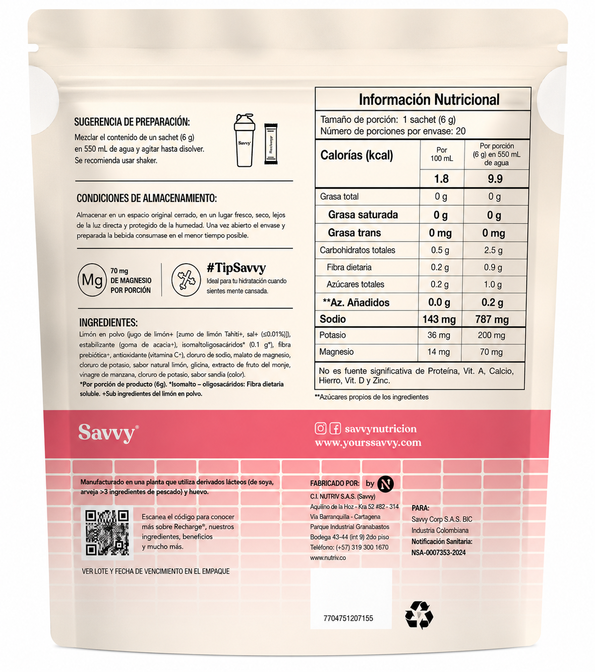 Sales minerales | Recharge - Savvy x120g