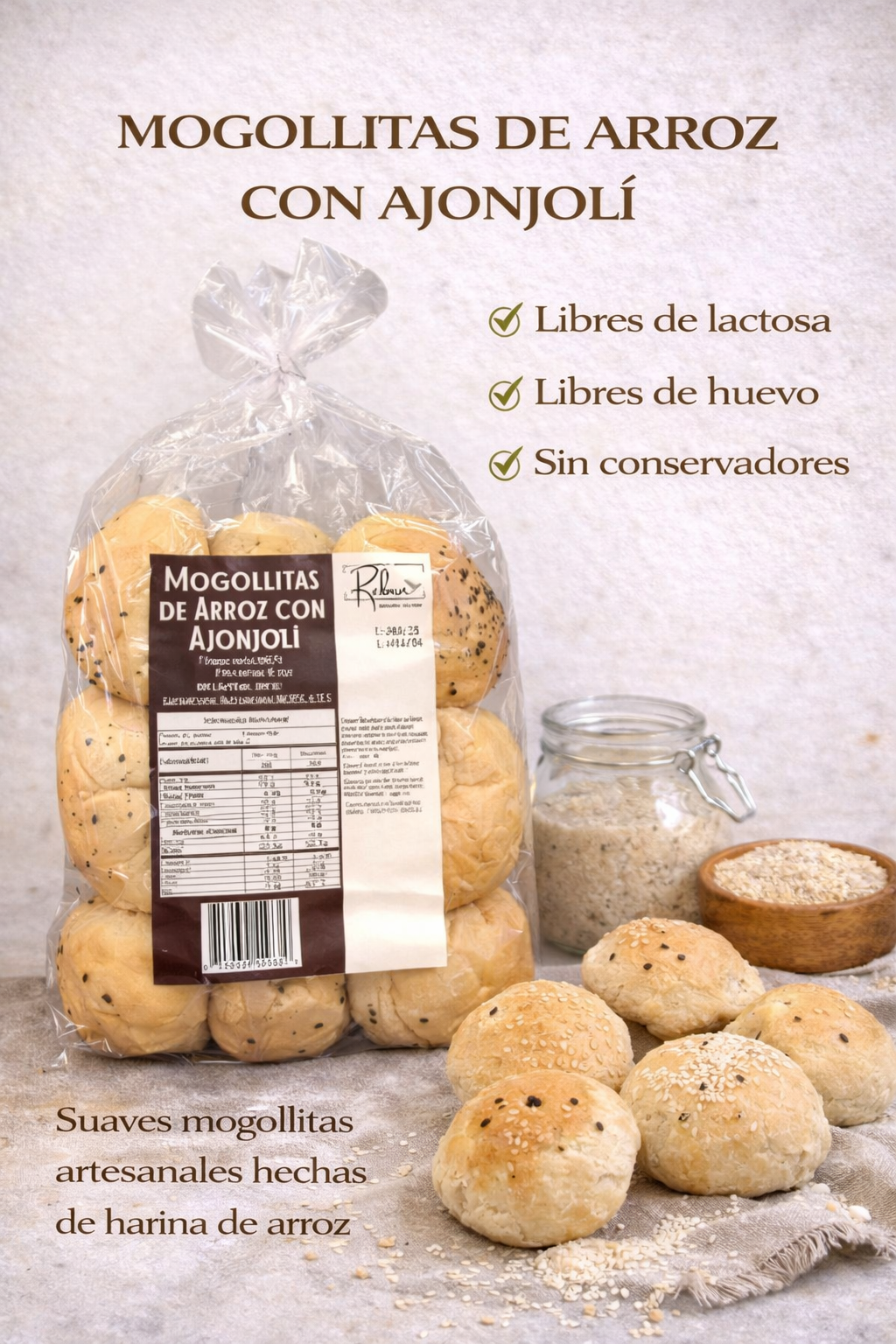 Mogollas de Arroz con Ajonjolí - Reborn x380g