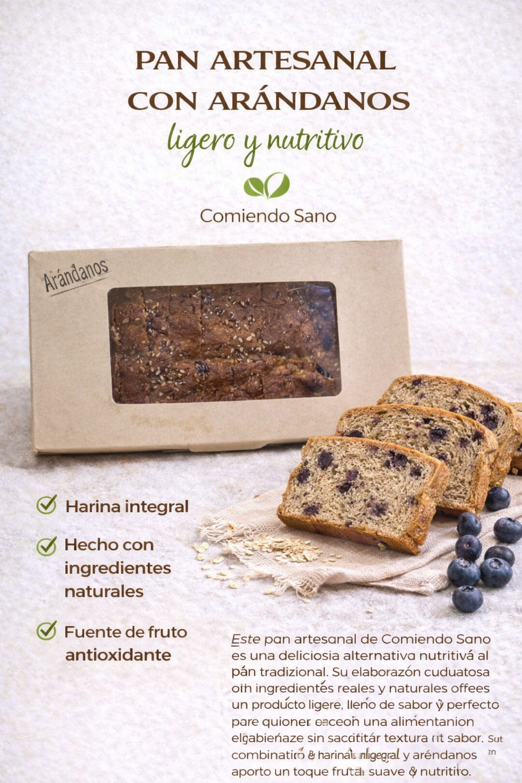 Pan Tajado Arándanos - Comiendo Sano
