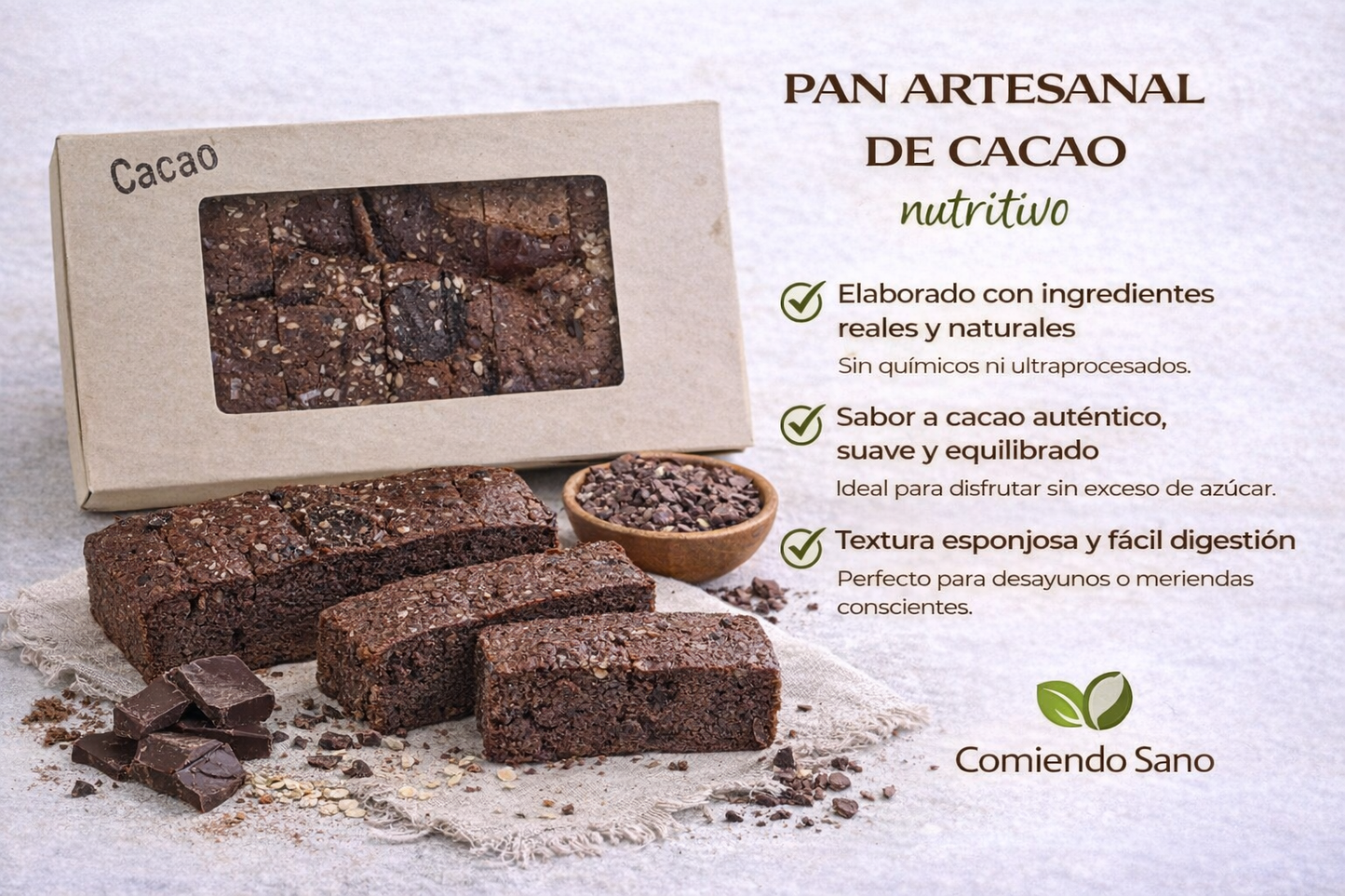 Pan Tajado Cacao - Comiendo Sano