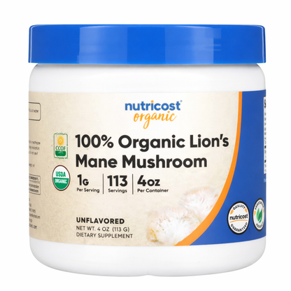 Organic Lion´s Mane Powder - Melena De León en Polvo - Nutricost x113g