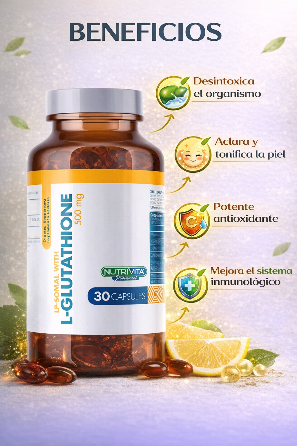 L-glutatione - Nutrivita x30caps