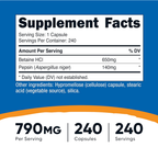 Betaína HCI + Pepsina - Nutricost x240caps