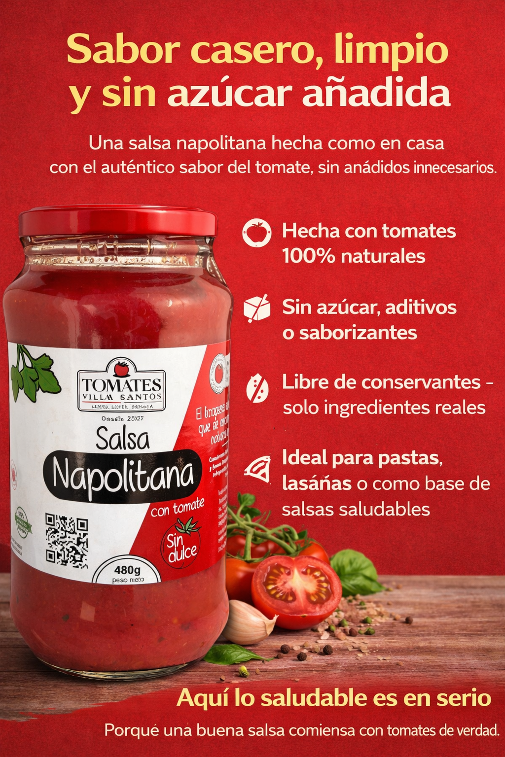 Salsa Napolitana De Tomate - Tomates Villa Santos x480gr