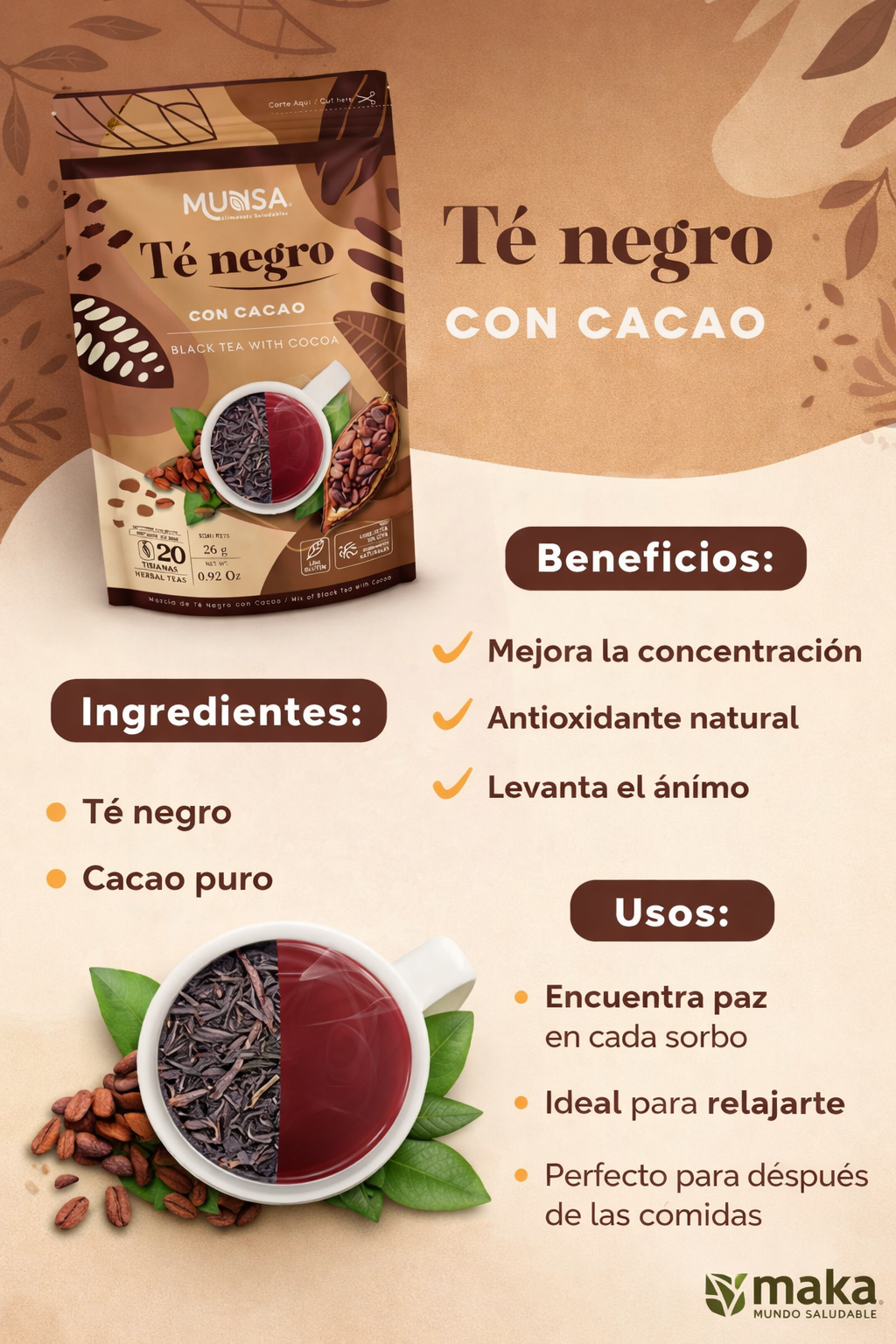 Té Negro con Cacao - Munsa x26g
