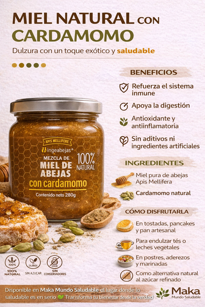 Miel De abejas Con Cardamomo - Ingeabejas x280gr