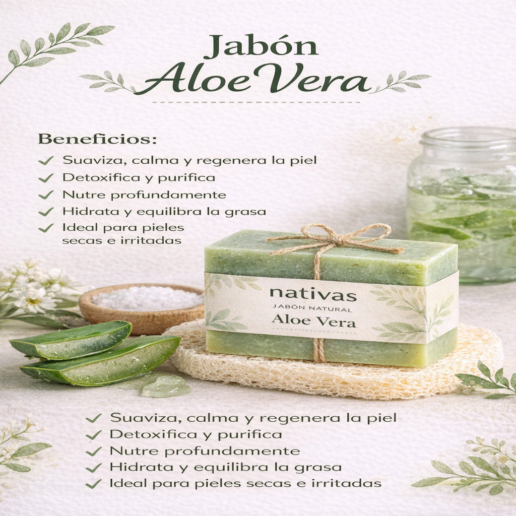 Jabón De Aloe Vera - Nativas x75g