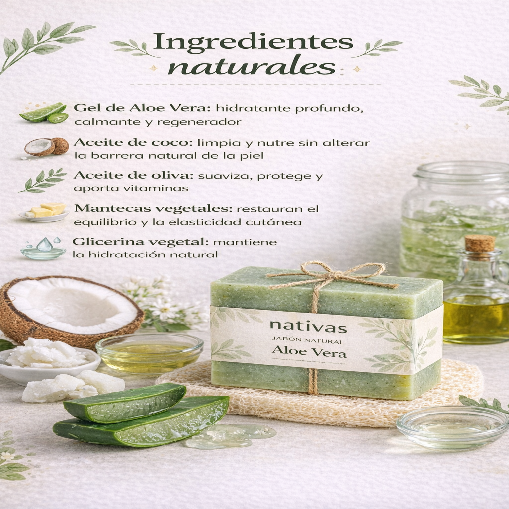 Jabón De Aloe Vera - Nativas x75g