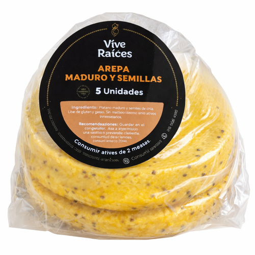 Arepa De Maduro Con Queso y Semillas Vive Raíces - Comida Real x5unid