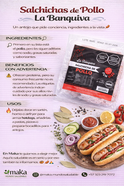Salchicha Pollo Trocitos - La Banquiva x480g