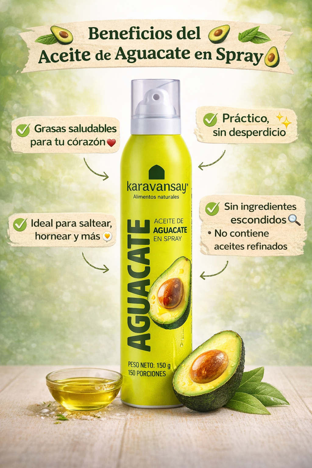 Aceite de Aguacate en Spray - Karavansay  x150g