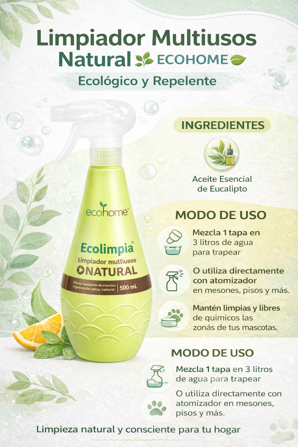 Limpiador Multiusos Ecolimpia - Ecohome x500ml