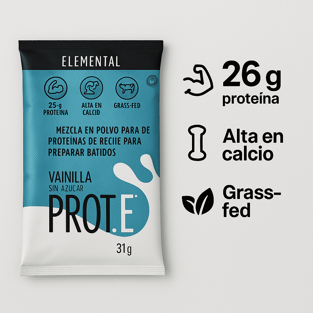Proteína A Base De Leche Sabor A Vainilla (Con Stevia) Sachet - Elemental x31gr