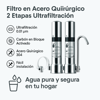 Filtro Acero Quirúrgico 2 Etapas Ultrafiltración - Purifil