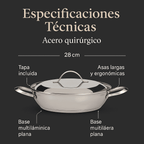 SARTEN WOK 28 EN ACERO QUIRURGICO PURIFIL
