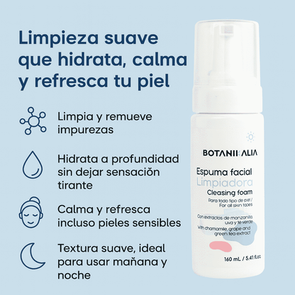 Espuma Facial Limpiadora Todo Tipo de Piel - Botanikalia x160ml
