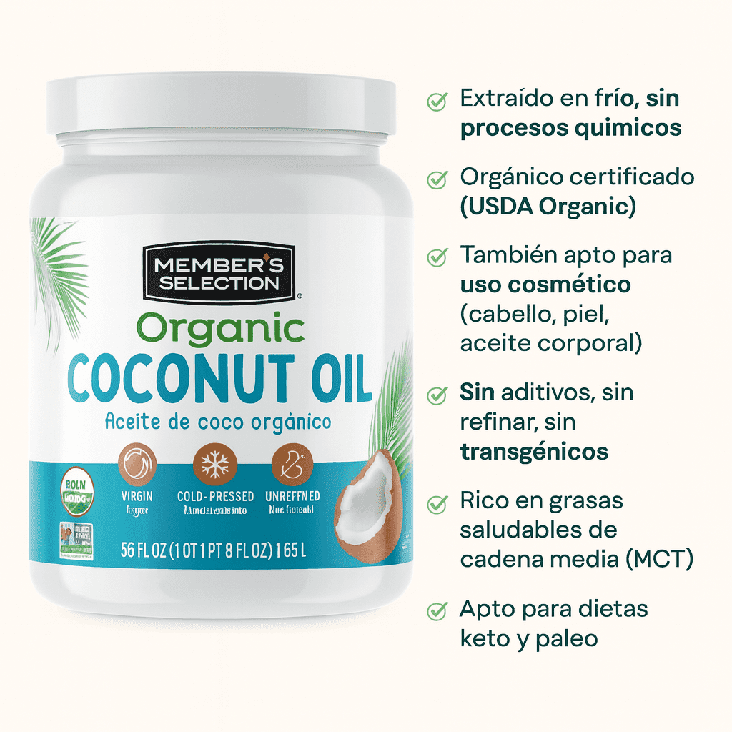Aceite De Coco Orgánico - Member's Selection x1.65l