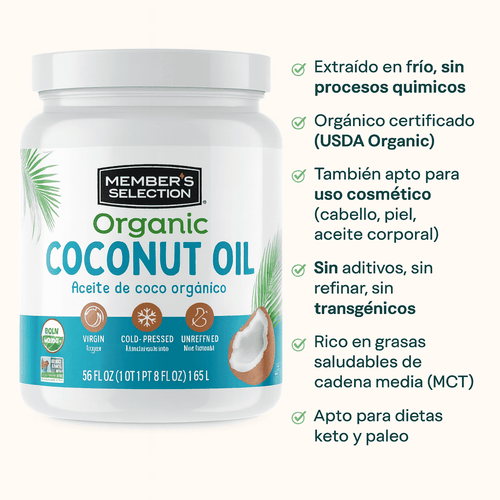 Aceite De Coco Orgánico - Member's Selection x1.65l