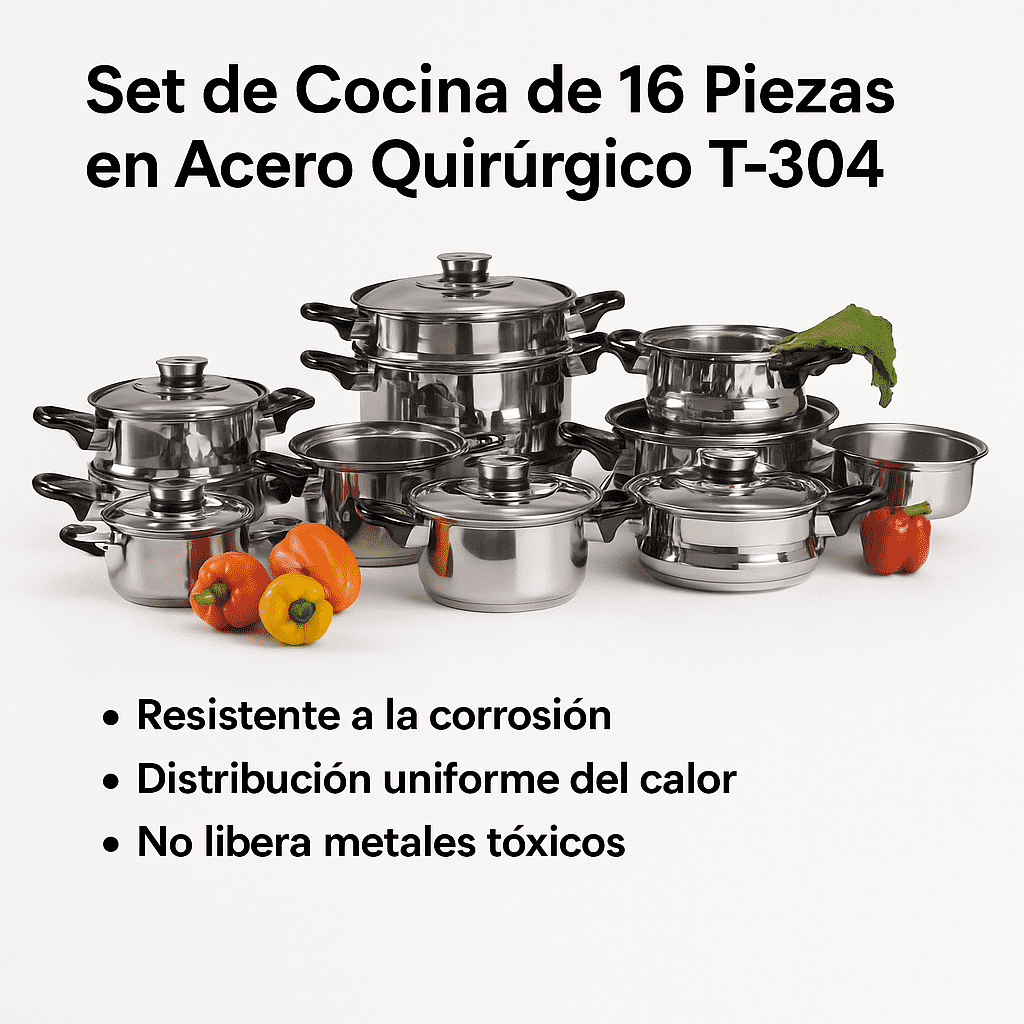 SET DE COCINA 16 PIEZAS EN ACERO QUIRURGICO PURIFIL