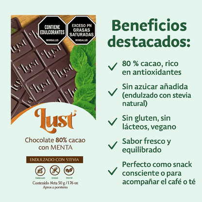 Barra De Chocolate 80% Cacao - Lust x50g