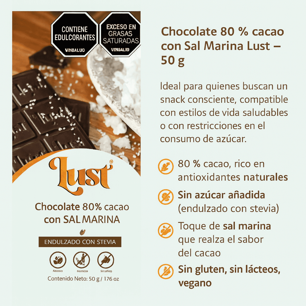 Barra De Chocolate 80% Cacao - Lust x50g