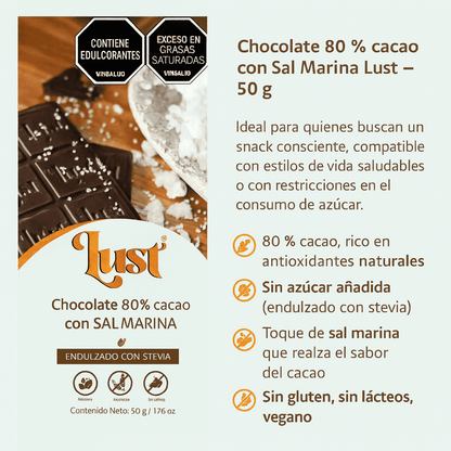 Barra De Chocolate 80% Cacao - Lust x50g