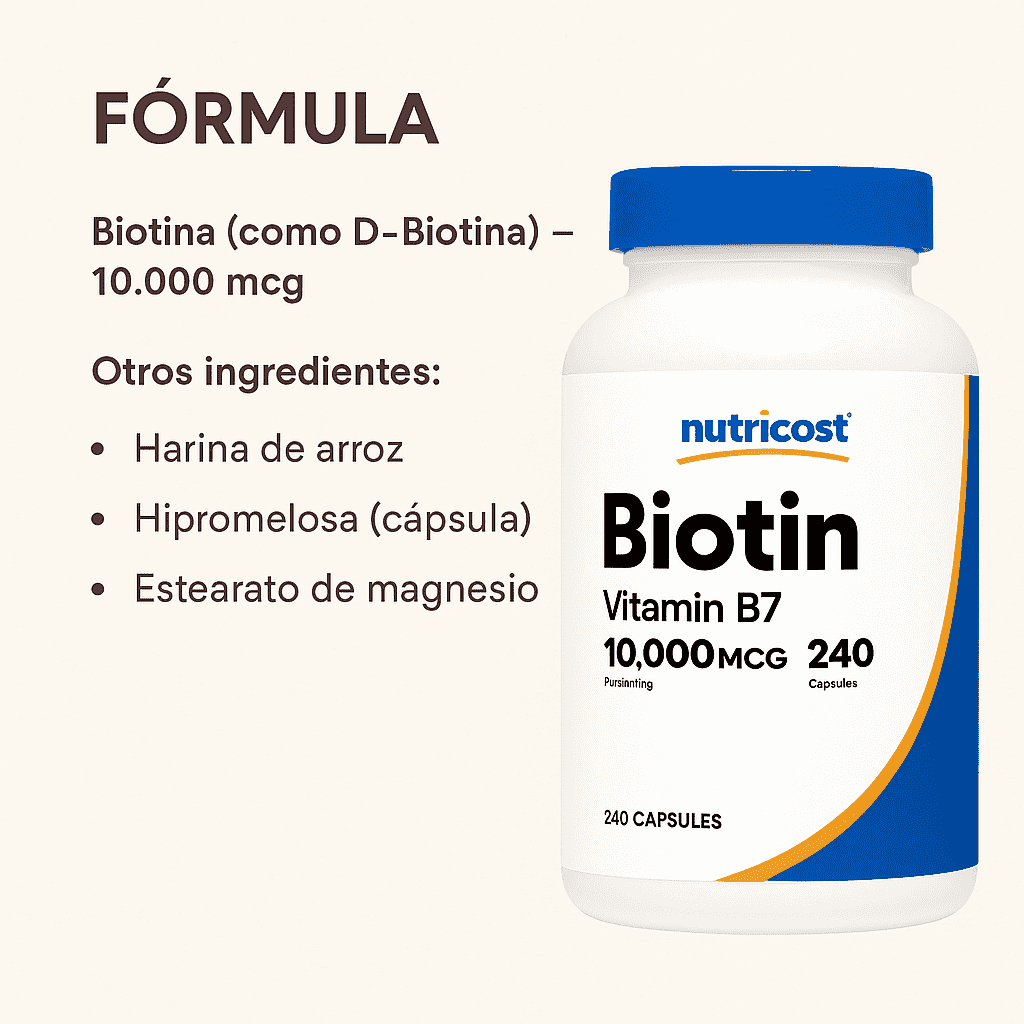Biotina con Vitamina B7- Nutricost 120caps