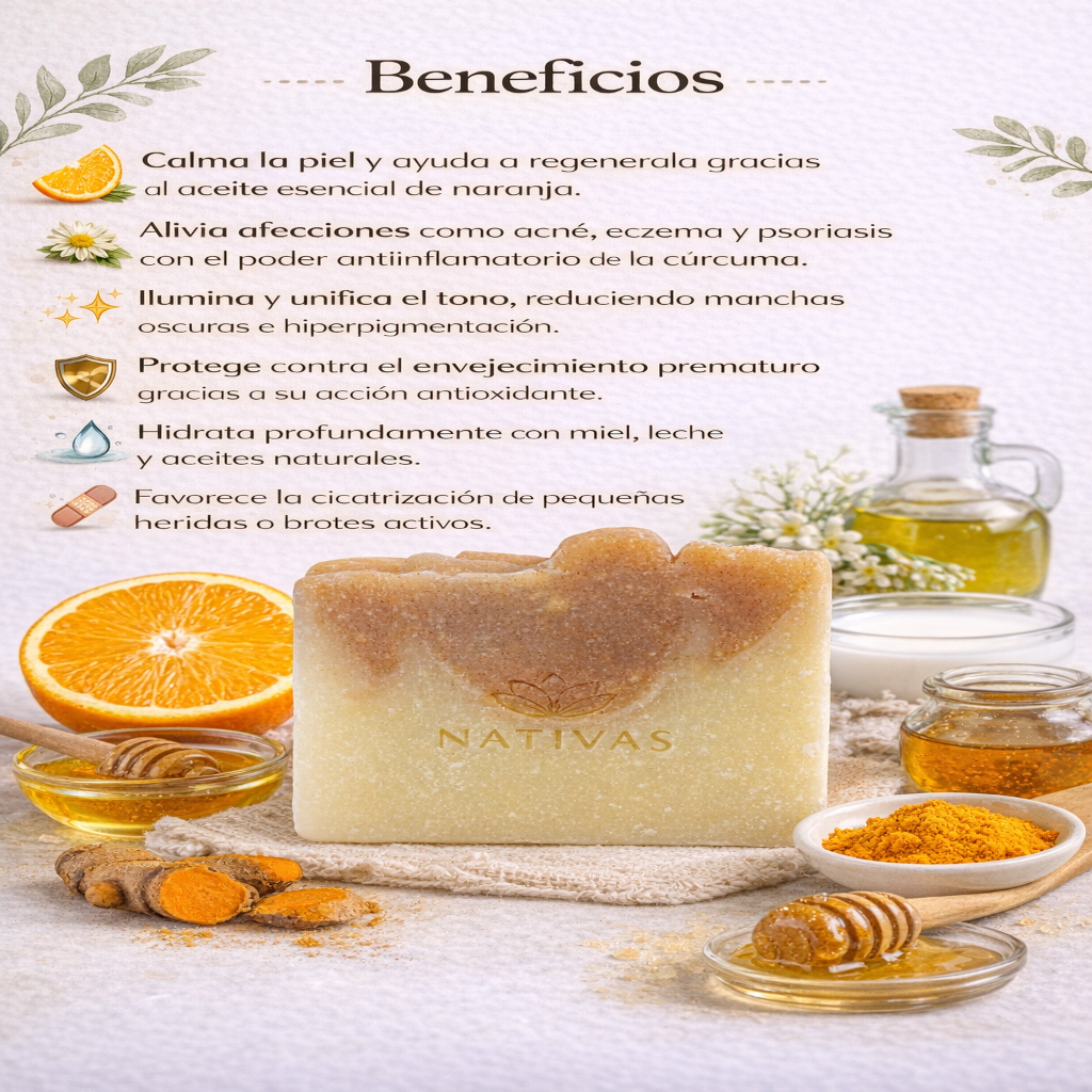 Jabón Cúrcuma y Naranja - Nativas x75g
