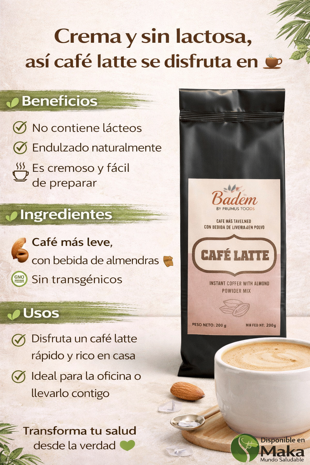 Café Latte - Badem x300g