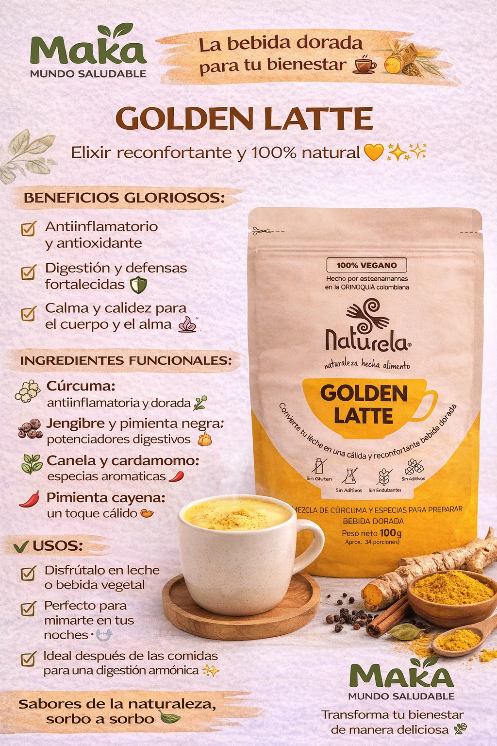 Golden Latte (Leche Dorada) - Naturela x100g