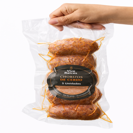 Chorizos de Cerdo Vive Raíces - Comida Real x5unid
