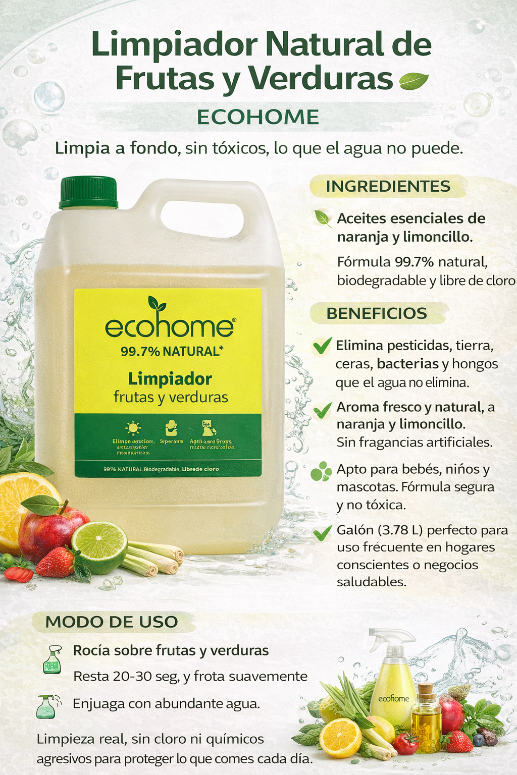 Limpiador De Frutas Y Verduras - Ecohome (Galón)