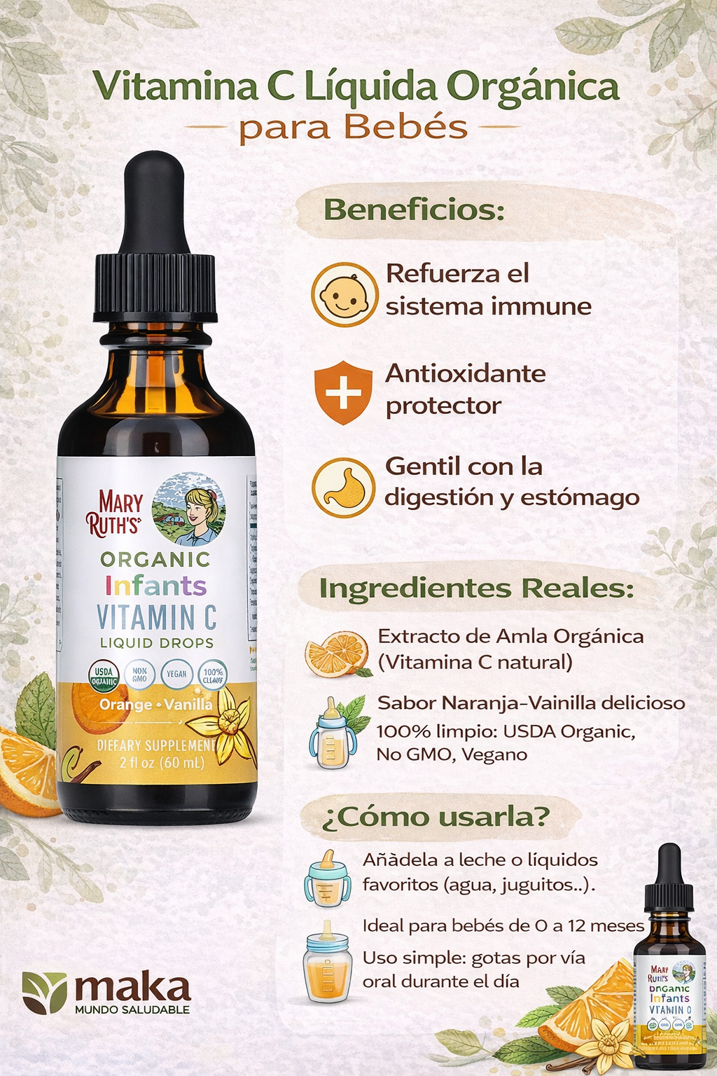 Gotas de Vitamina C para Bebes - Mary Ruth's x60ml