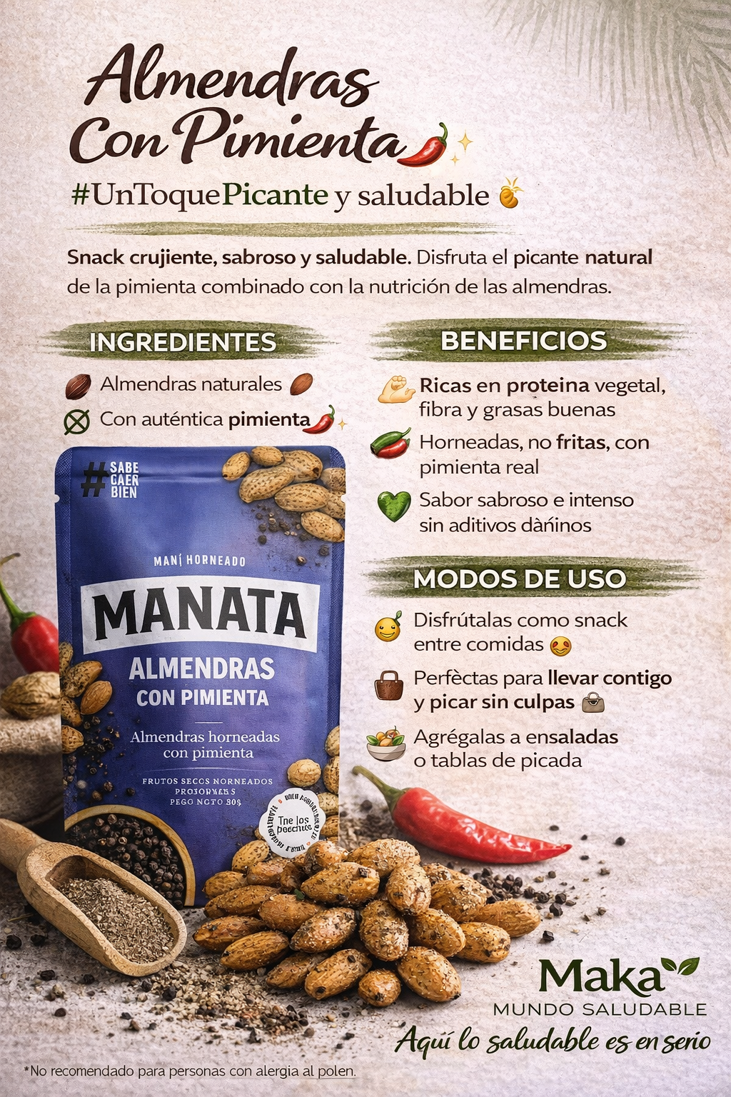 Almendras Horneadas - Manata x30g
