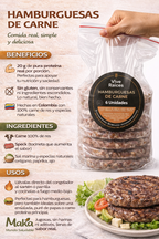 Carne de Hamburguesa Vive Raíces - Comida Real x6unid