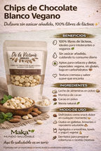 Chips De Chocolate Blanco Vegano Con Estevia (Leche de Almendras)- De La Victoria x50g