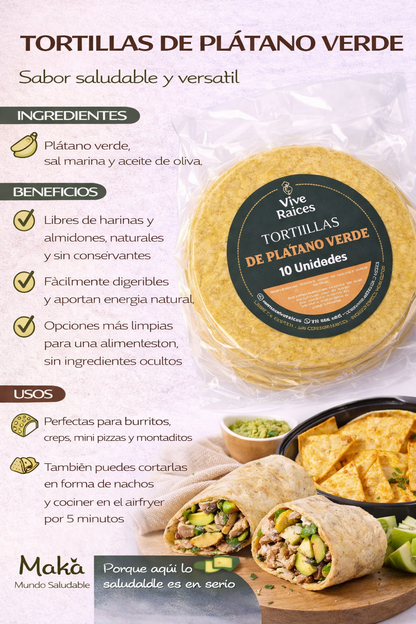 Tortilla de Plátano verde Vice Raíces - Comida Real x10unid