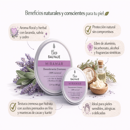 Desodorante Natural Cremoso Miramar - Coco Salvaje