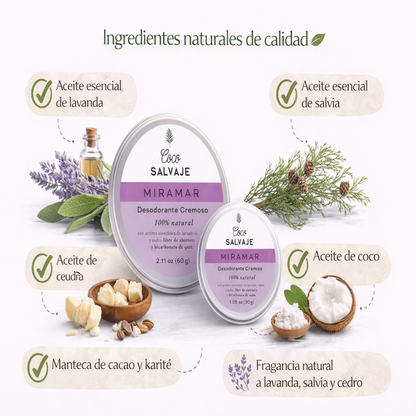 Desodorante Natural Cremoso Miramar - Coco Salvaje