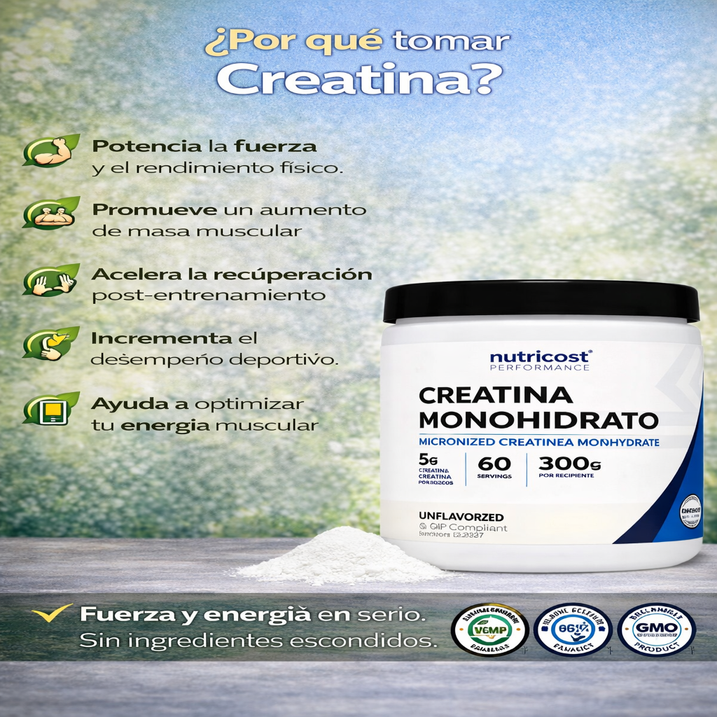 Creatina Monohidratada Sin Sabor - Nutricost