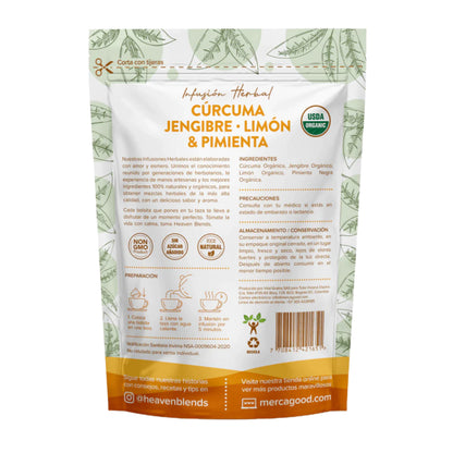 Infusión Herbal Cúrcuma, Jengibre, Limón & Pimienta – Heaven Blends x60g