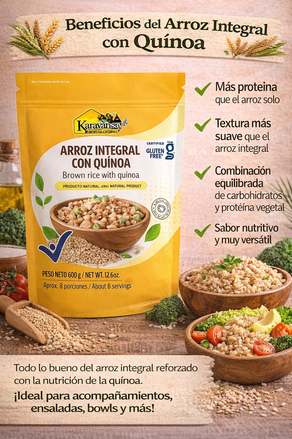 Arroz Integral Con Quinua - Karavansay x500g