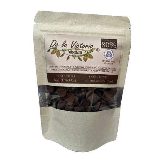 Chips De Chocolate Al 80% Con Estevia - De la Victoria x60g