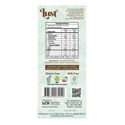 Barra De Chocolate 80% Cacao - Lust x50g