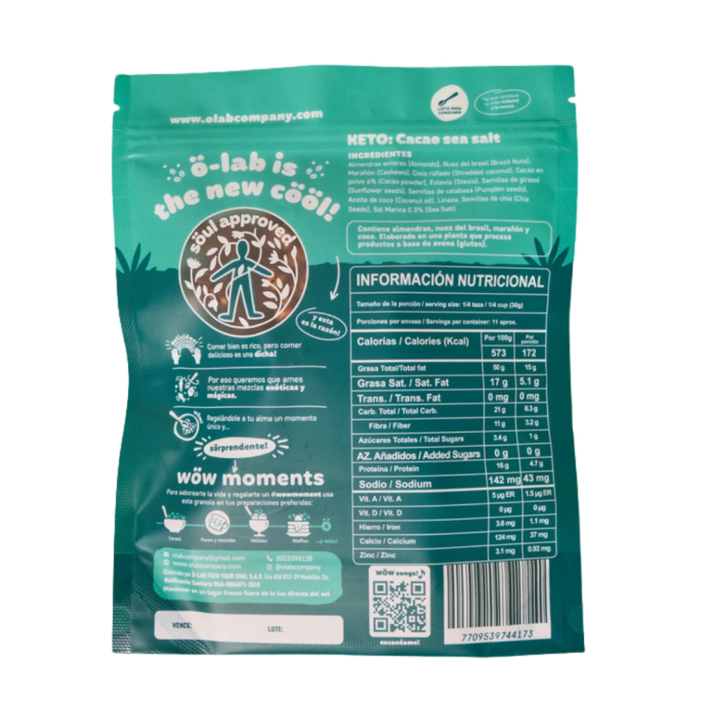 Granola Keto Cacao y Sal Marina - O-lab