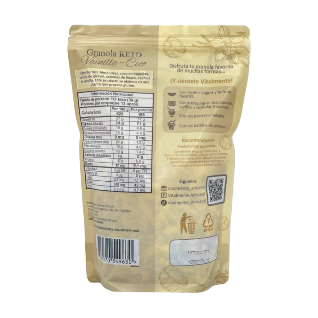 Granola Keto Vainilla-Coco - Vitalmente x400gr